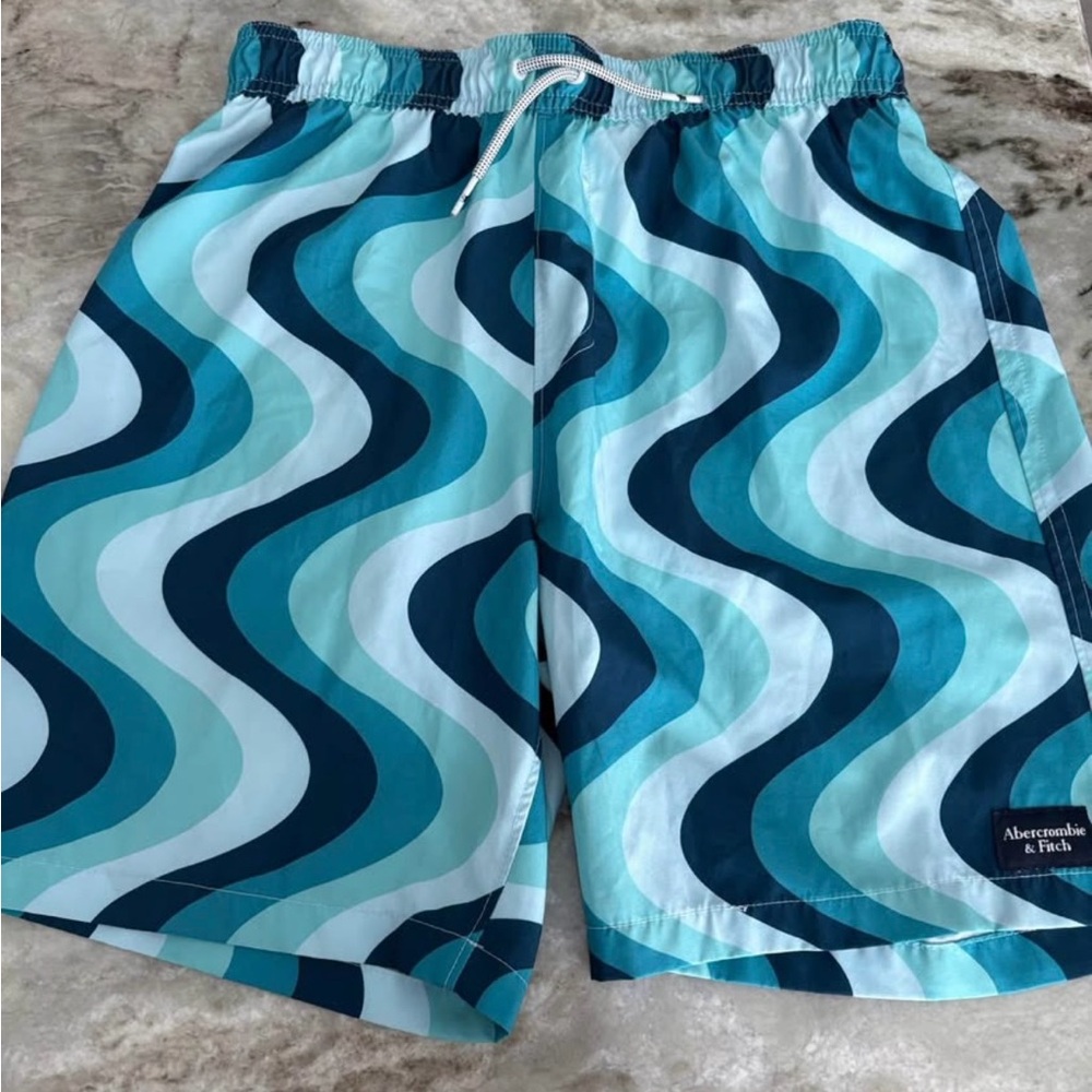Boys Abercrombie Kids Blue Wave Swim Trunks- size 15/16